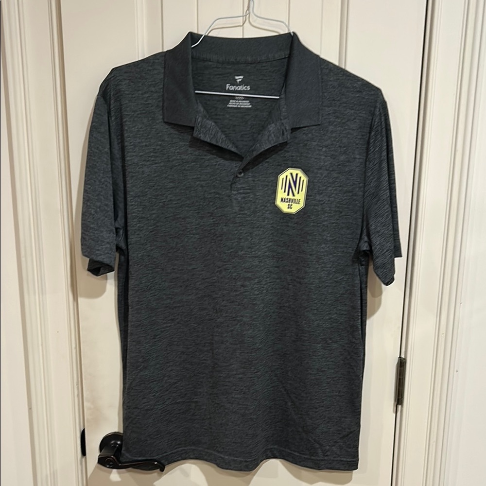 Fanatics Nashville SC Gray Polo Shirt with Collar and Moisture-Wicking Fabric